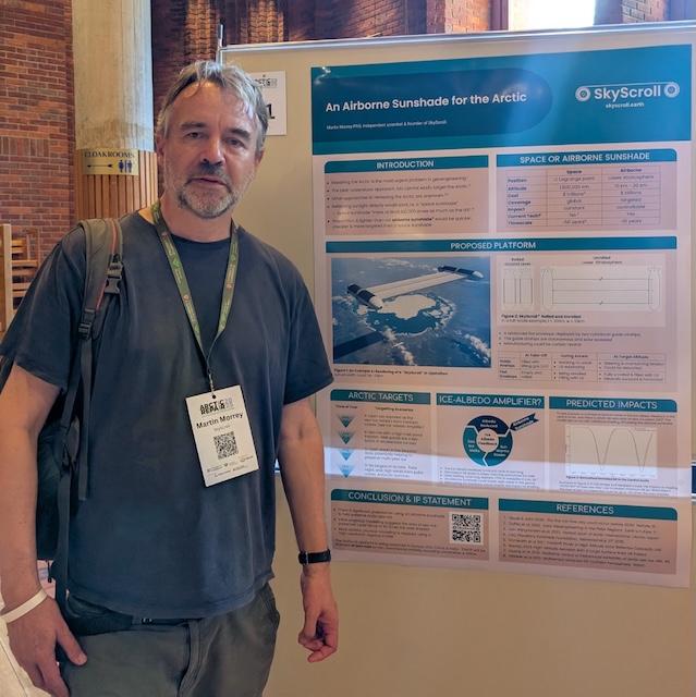 Dr Martin Morrey and the SkyScroll poster at ArcticRepair 2025
